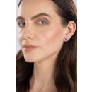 Silver Platinum Plated Amethyst Trilliant Cut Diamond Halo Stud Earrings