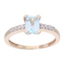 9ct Yellow Gold Created Blue Topaz And Diamond Stone Set Ring