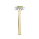 9ct Yellow Gold Peridot Diamond Halo Ring