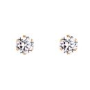 9ct Yellow Gold White Cubic Zirconia Stud Earrings 6mm