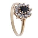 9ct Yellow Gold Cubic Zirconia and Sapphire Cluster Ring