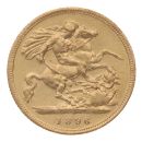 1896 Victoria Old Head UK Half Sovereign Coin