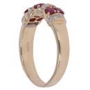 14ct Yellow Gold 0.15ct Diamond and Ruby Two Row Ring