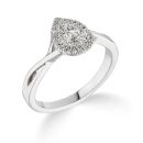 9ct White Gold 0.20ct Natural Diamond Double Halo Pear Twist B And Ring