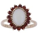 9ct Yellow Gold Garnet and Opal Cluster Ring