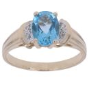 9ct Yellow Gold 0.05ct Diamond and Blue Topaz Ring