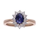 18ct White And Rose Gold Sapphire And Diamond Cluster Ring