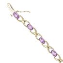 9ct Yellow Gold Amethyst Crossover Bracelet 7"