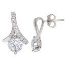 Silver Cubic Zirconia Twisted Ribbon Stud Earrings By Icesia