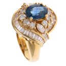 18ct Yellow Gold 2.02ct Mixed-Cut Diamond and Sapphire Cluster Ring