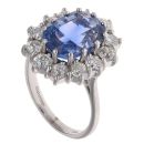 18ct Yellow Gold 1.25ct Brilliant Cut Diamond and Sapphire Cluster Ring