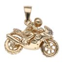 9ct Yellow Gold Cubic Zirconia Motorbike Pendant