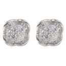 18ct White Gold 0.75ct Brilliant and Baguette Cut Diamond Cluster Earrings