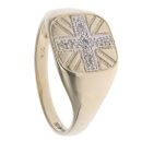 9ct Yellow Gold 0.05ct Diamond Union Jack Signet Ring