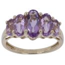 9ct Yellow Gold Amethyst Five Stone Ring