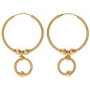 22ct Yellow Gold Satelite Drop Hoop Earrings