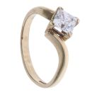 9ct Yellow Gold Cubic Zirconia Twist Single Stone Ring