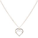 9ct Yellow and White Gold Patterned Heart Pendant and Chain 18"