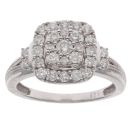 9ct White Gold 0.84ct Diamond Cluster Ring