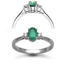 18ct White Gold D 0.08ct Emerald 0.50ct 3 Stone Ring