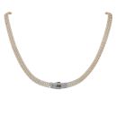 14ct Yellow Gold Monaco Classic Agua Cubic Zirconia Pave Lock Fancy Chain 15"
