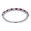 9ct White Gold 0.10ct Brilliant Cut Diamond and Ruby Half Eternity Ring