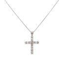9ct White Gold 0.10ct Diamond Cross Pendant and Chain 16"