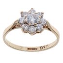 9ct Yellow Gold Cubic Zirconia Flower Cluster Ring