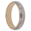 18ct Yellow and White Gold Milgrain Patterned Wedding Band