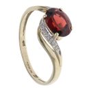 9ct Yellow Gold 0.05ct Diamond and Garnet Single Stone Ring