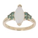 9ct Yellow Gold Opal and Green Gemstone Ring