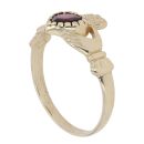 9ct Yellow Gold Garnet Claddagh Ring