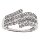 14ct White Gold 0.55ct Brilliant And Baguette Cut Diamond Fancy Ring