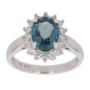18ct White Gold 0.41ct Brilliant Cut Diamond and Sapphire Cluster Ring