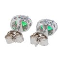 Silver Cubic Zirconia And Green Gemstone Cluster Stud Earrings by Icesia