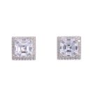 Sterling Silver Cubic Zirconia Princess Halo Stud Earrings by Icesia