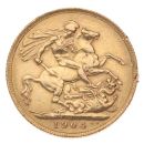 1904 George V Large Head UK Full Sovereign Coin