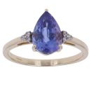 9ct Yellow Gold Tanzanite and Cubic Zirconia Single Stone Ring