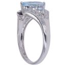 9ct White Gold 0.10ct Diamond and Aquamarine Ring