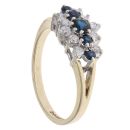 9ct Yellow Gold Cubic Zirconia and Sapphire Cluster Ring