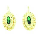 14ct Yellow Gold Oval Green Stone Earrings