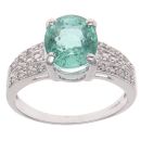 18ct White Gold 0.05ct Diamond and Green Tourmaline Ring