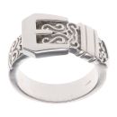 Silver Patterned Buckle Ring
