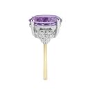 9ct Yellow Gold Natural Oval Amethyst and 0.15ct Lab Grown Diamond Ring