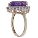9ct Yellow Gold 0.10ct Diamond and Amethyst Cluster Ring