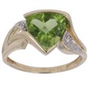 9ct Yellow Gold 0.02ct Diamond and Peridot Ring