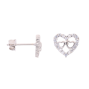 Silver Cubic Zirconia Heart Stud Earrings by Icesia