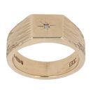 9ct Yellow Gold 0.05ct Diamond Patterned Signet Ring