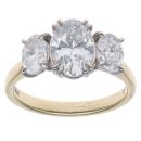9ct Yellow Gold 2.50ct Oval Cut Lab Grown Diamond Trilogy Ring