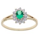 9ct Yellow Gold Cubic Zirconia and Created Emerald Cluster Ring
